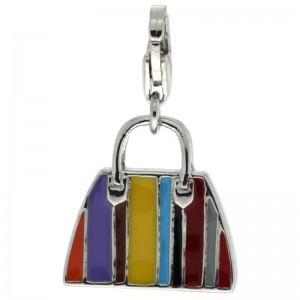 Silver Multi Color Handbag Purse Charm