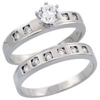 Silver Engagement Ring Set