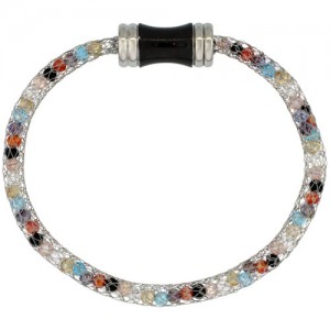 Stainless Steel Multi-color Crystal Cage Bracelet Magnetic-clasp