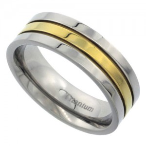 Titanium Ring with Gold Stripe Center