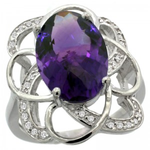 White Gold Amethyst with Brilliant Cut Diamonds
