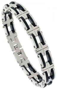 Gent's Stainless Steel Rubber Bracelet