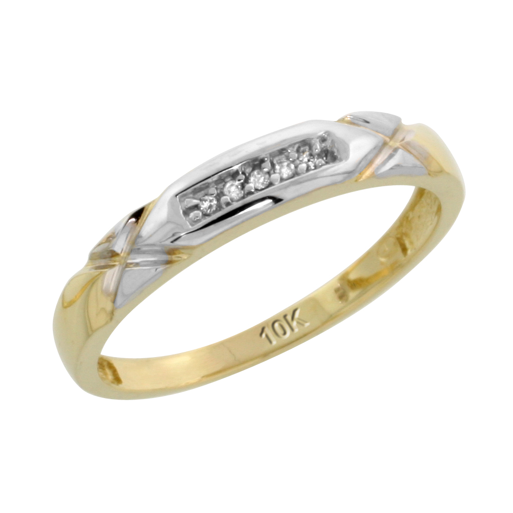 10k Yellow Gold Ladies' Diamond Wedding Band, 1/8 inch wide
