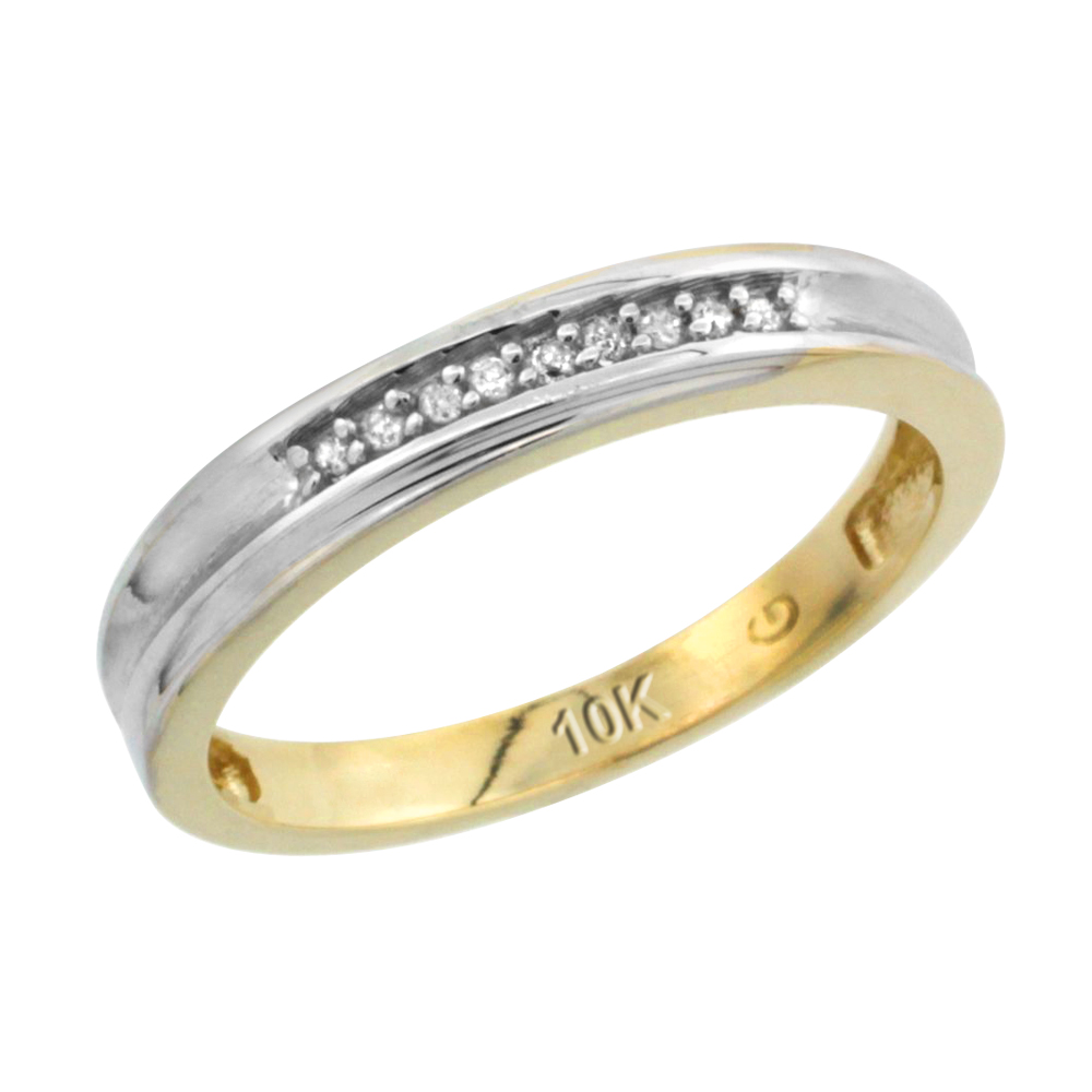 10k Yellow Gold Ladies' Diamond Wedding Band, 1/8 inch wide