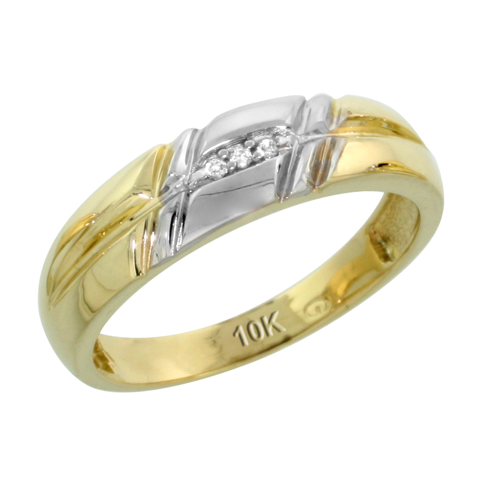 10k Yellow Gold Ladies' Diamond Wedding Band, 7/32 inch wide