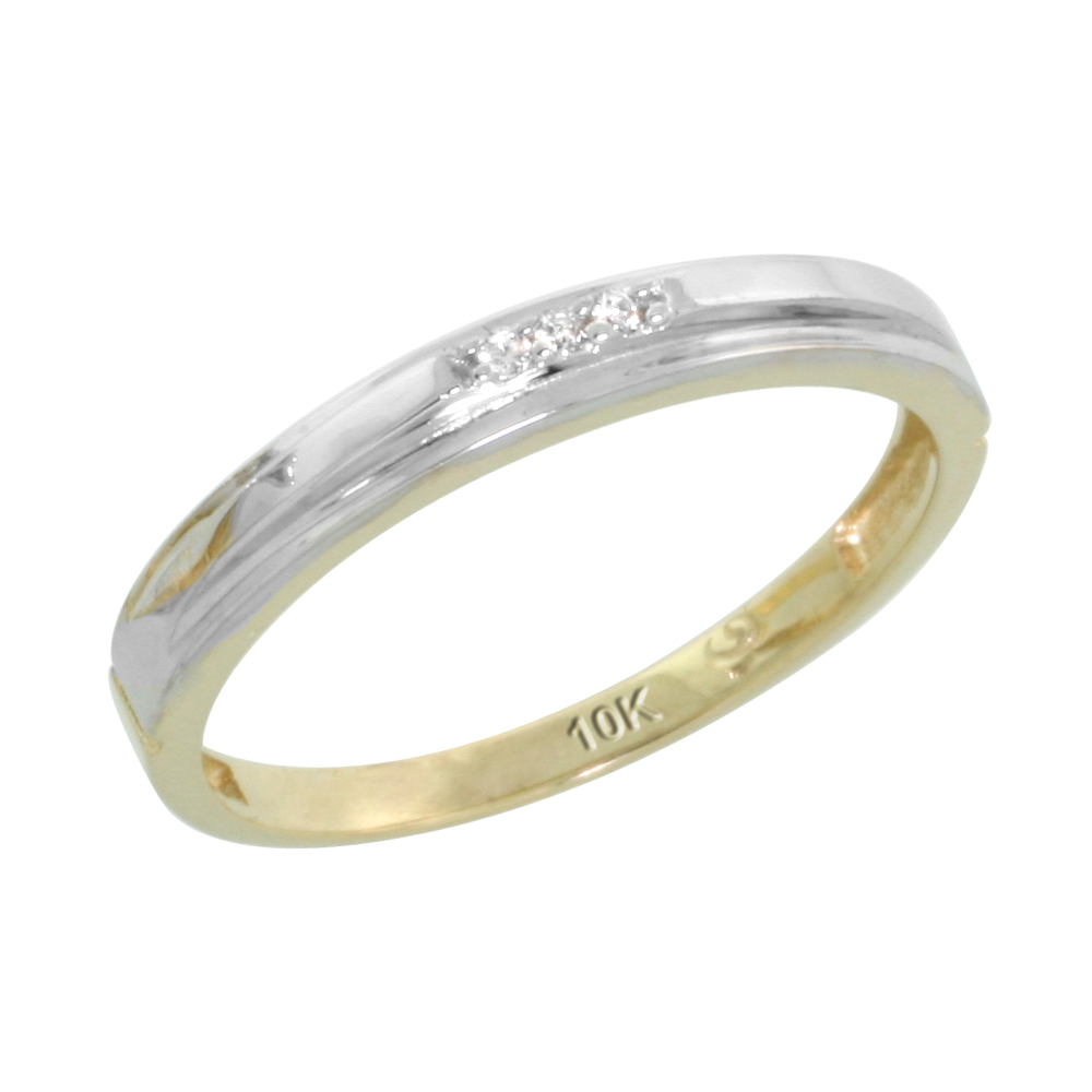 10k Yellow Gold Ladies' Diamond Wedding Band, 1/8 inch wide