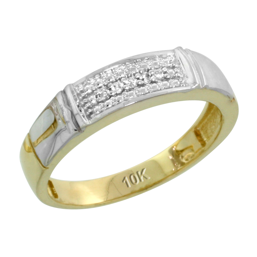10k Yellow Gold Ladies' Diamond Wedding Band, 3/16 inch wide