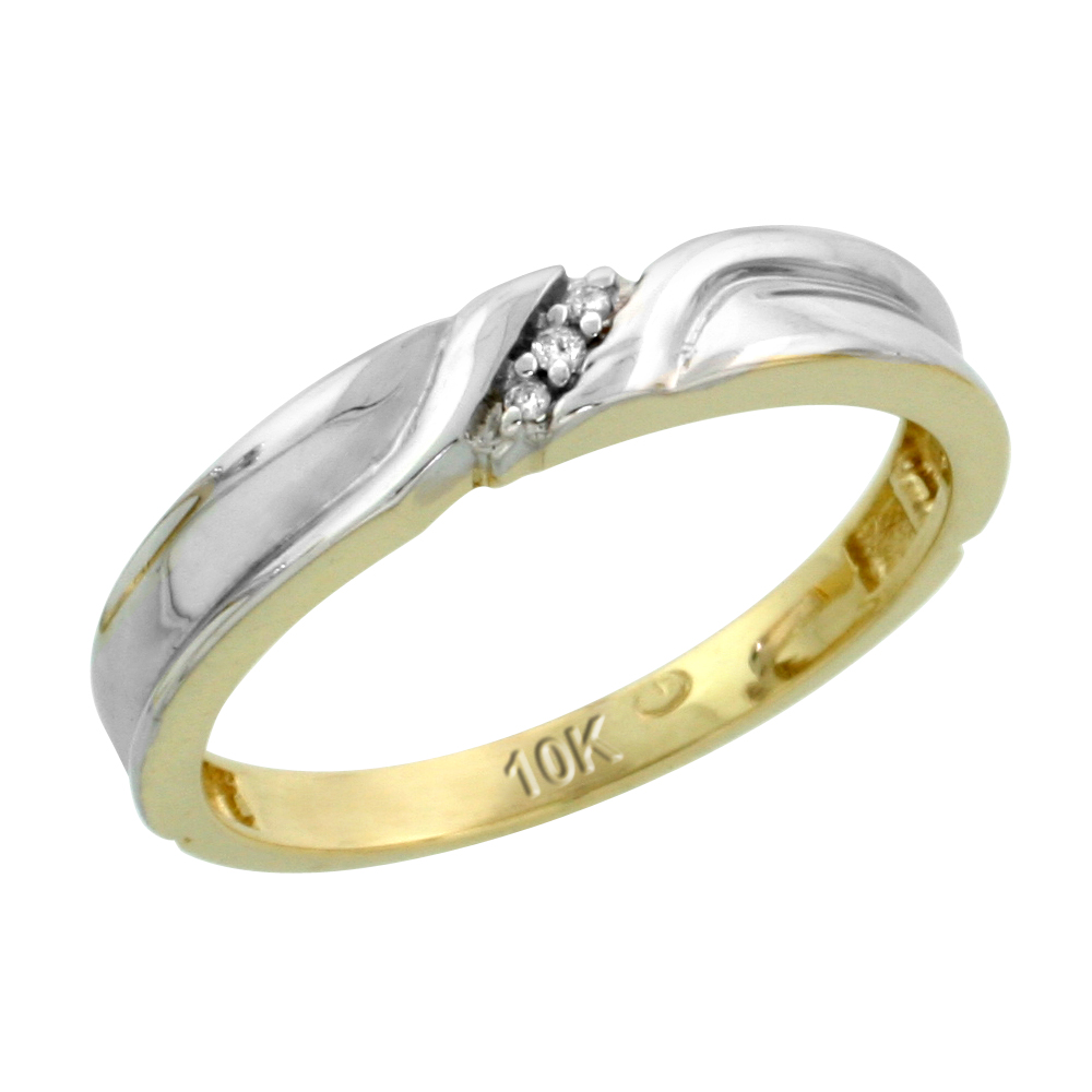 10k Yellow Gold Ladies' Diamond Wedding Band, 1/8 inch wide