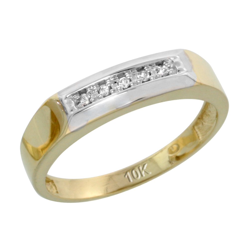 10k Yellow Gold Ladies' Diamond Wedding Band, 3/16 inch wide