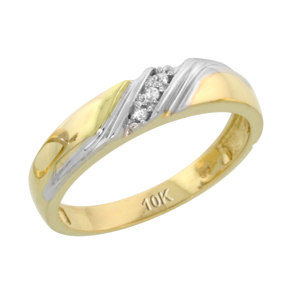 10k Yellow Gold Ladies' Diamond Wedding Band, 3/16 inch wide