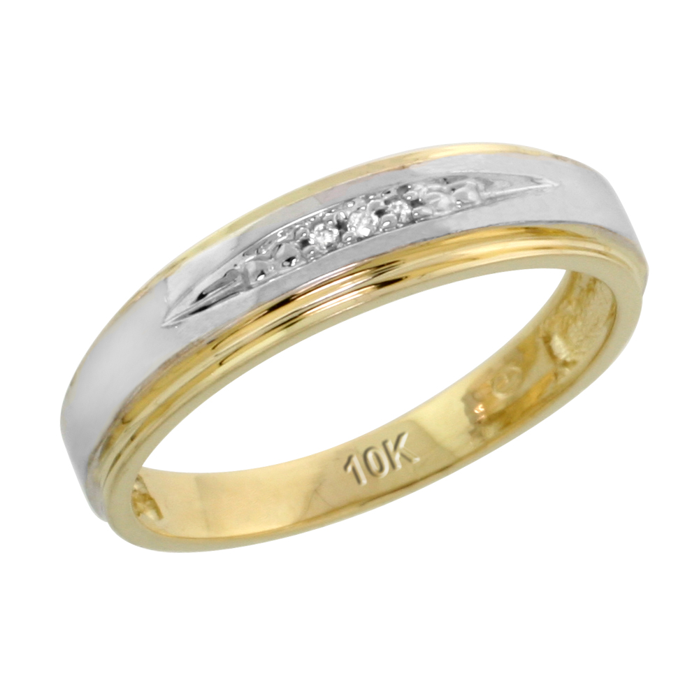 10k Yellow Gold Ladies' Diamond Wedding Band, 3/16 inch wide