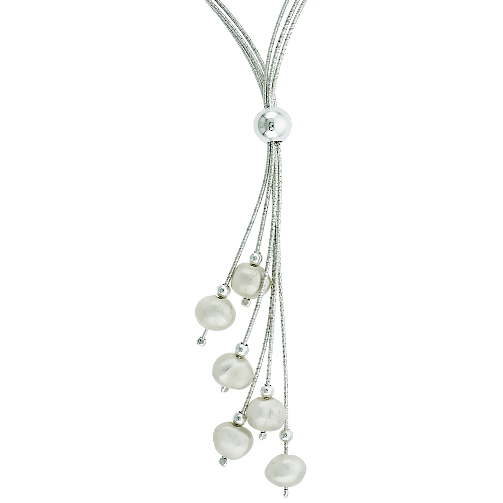 Sterling Silver Nugget Freshwater Pearl Necklace, 17 inches long