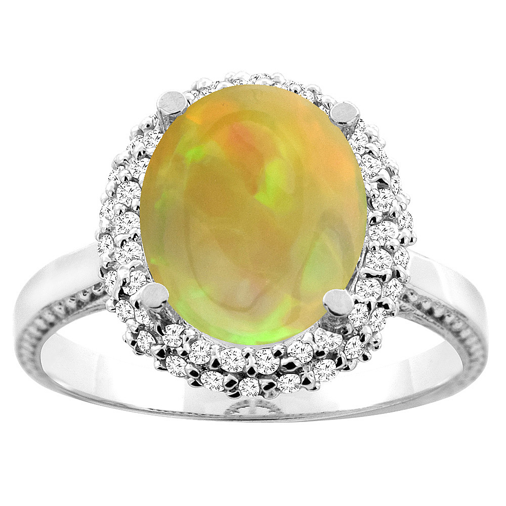 14K White/Yellow Gold Natural Amethyst Double Halo Ring Oval 10x8mm, sizes 5 - 10
