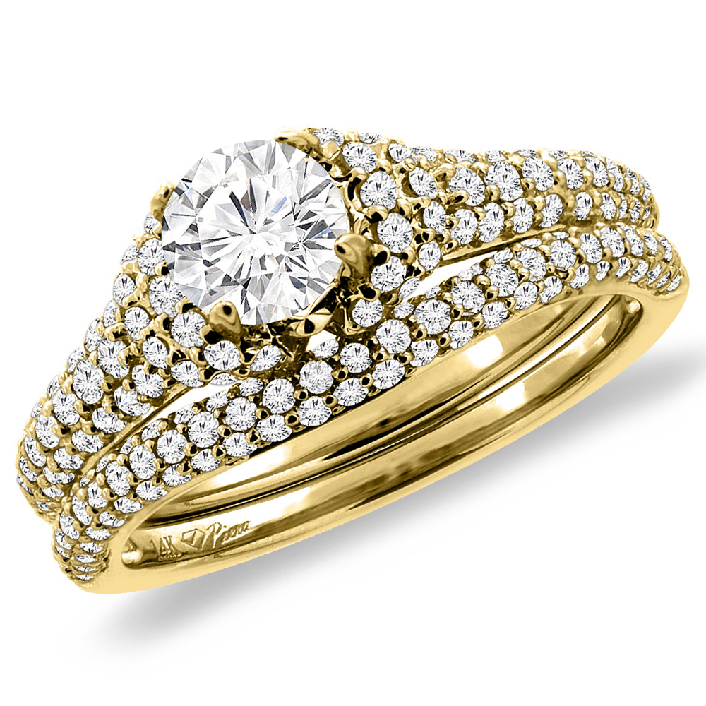 14K Yellow Gold 1.37 cttw Genuine Diamond 2pc Engagement Ring Set, sizes 5-10