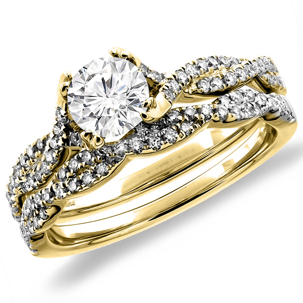 14K White/Yellow Gold 1.02 cttw Genuine Diamond 2pc Infinity Engagement Ring Set, sz 5-10