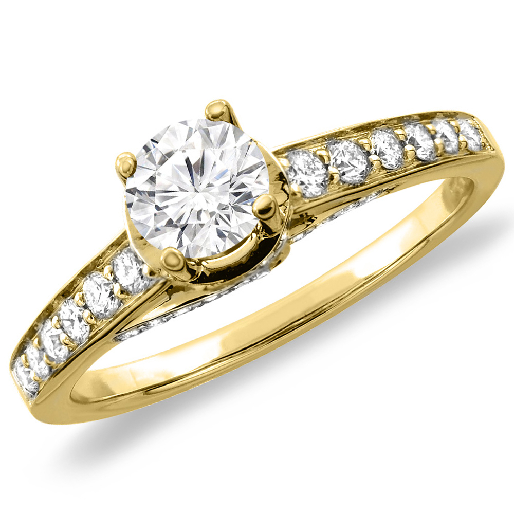 14K White/Yellow Gold 0.56 cttw Genuine Diamond Engagement Ring, sizes 5 -10