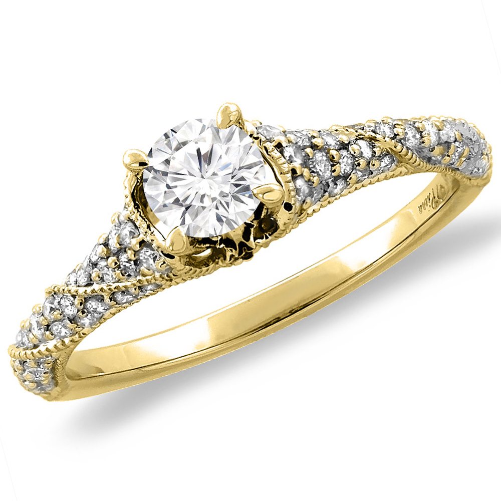 14K Yellow Gold 0.41 cttw Genuine Diamond Engagement Ring, sizes 5 -10
