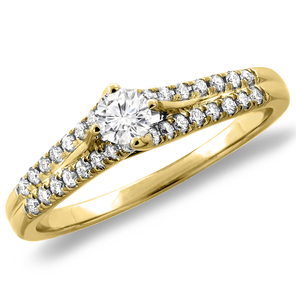 14K White/Yellow Gold 0.44 cttw Genuine Diamond Engagement Ring, sizes 5 -10