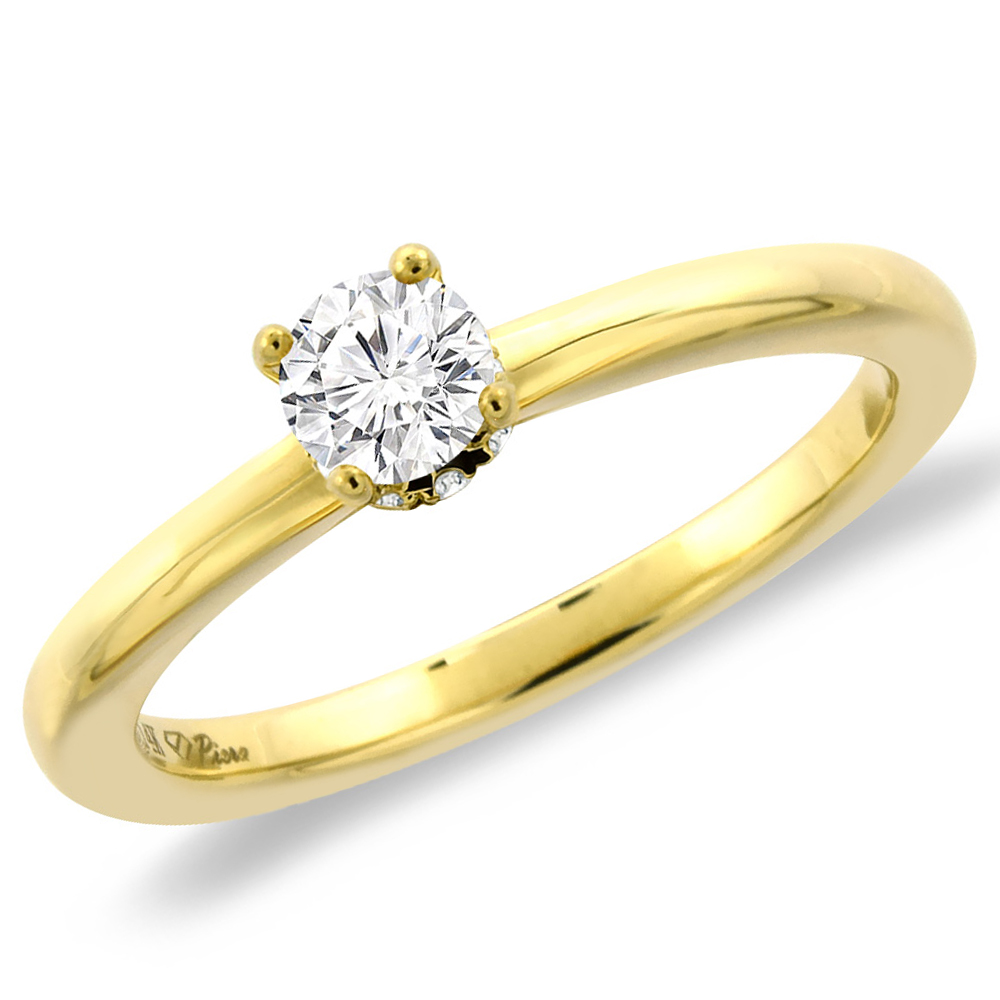 14K Yellow Gold 0.31 cttw Genuine Diamond Solitaire Engagement Ring, sizes 5 -10