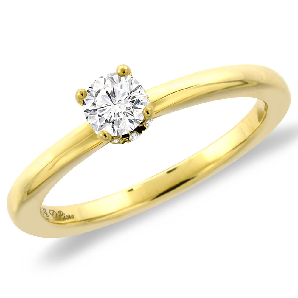 14K Yellow Gold 0.56 cttw Genuine Diamond Solitaire Engagement Ring, sizes 5 -10