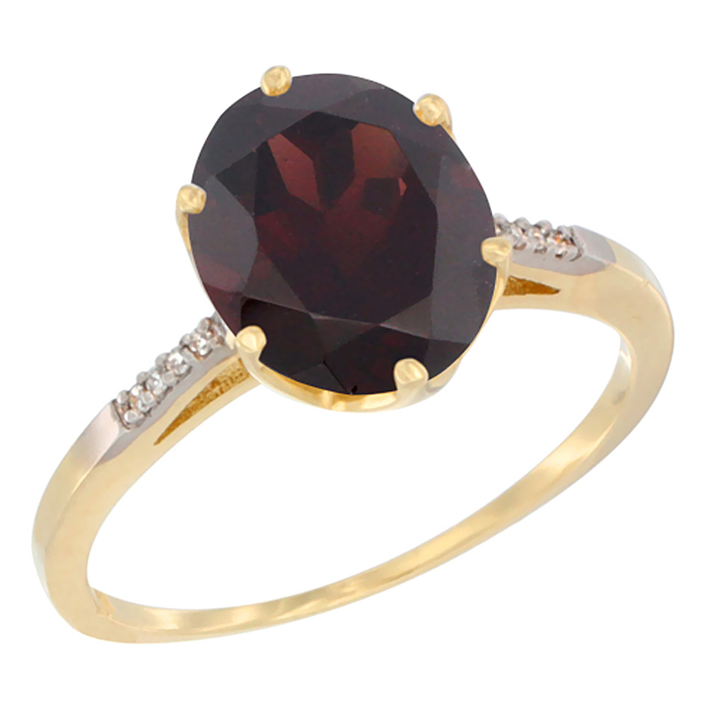 10K Yellow Gold Natural Garnet Engagement Ring 10x8 mm Oval, sizes 5 - 10