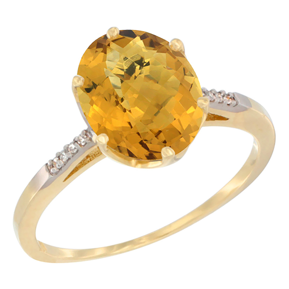 14K Yellow Gold Natural Whisky Quartz Engagement Ring 10x8 mm Oval, sizes 5 - 10