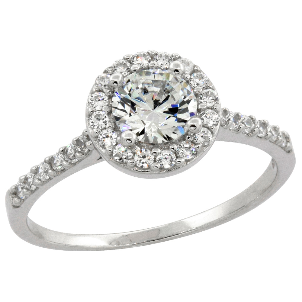 Sterling Silver Micro Pave Cubic Zirconia 0.50ct. Ring Round 5mm, sizes 6 - 10