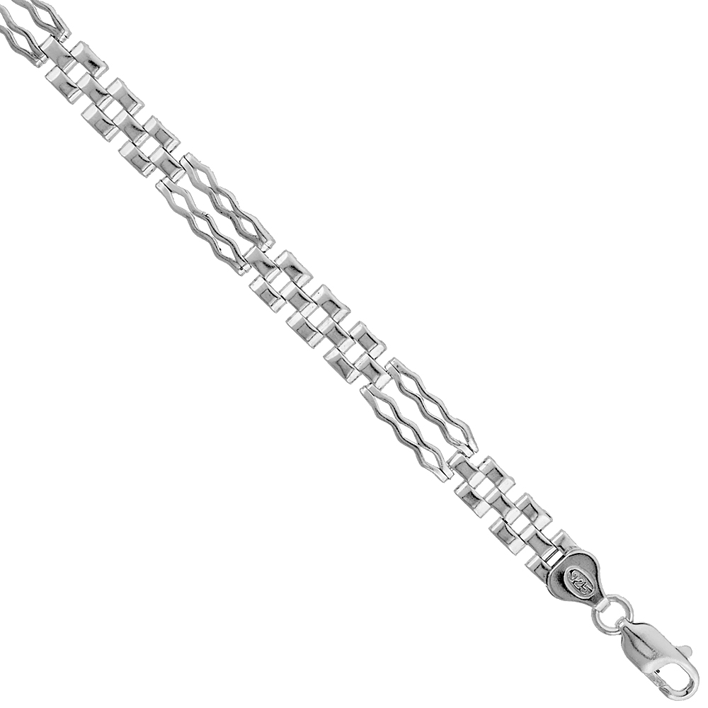 Sterling Silver Rolex Link Bracelet (Available in 7 in. & 8 in.), 1/4 in. (7 mm) wide