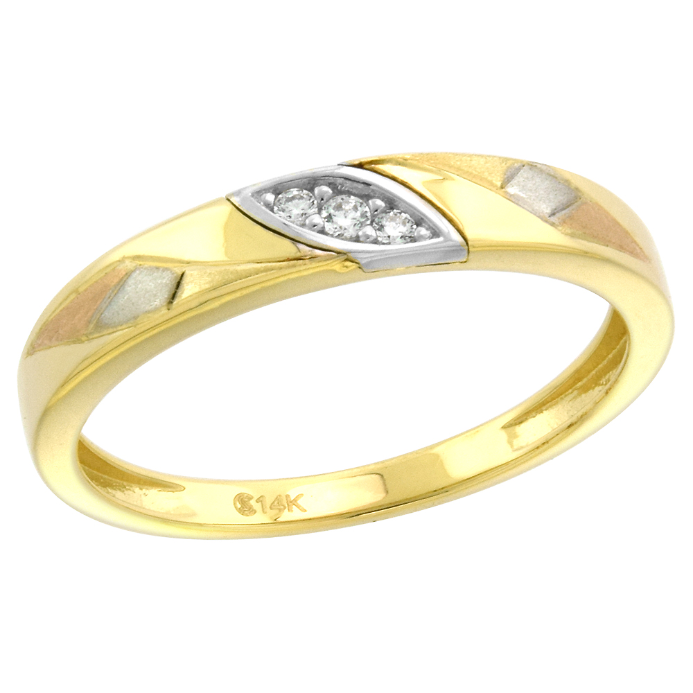 14k Yellow Gold Cubic Zirconia Wedding Band for Women Marquise 4mm wide, size 5-10