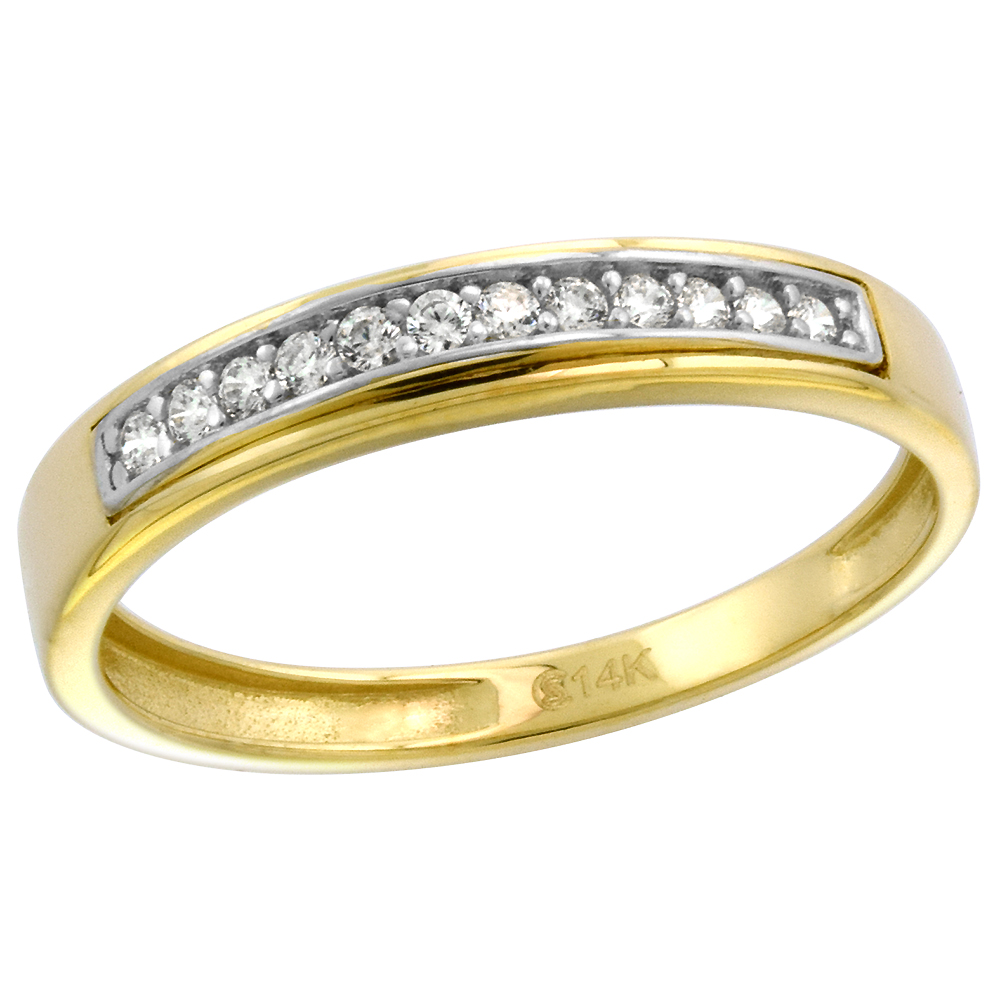 14k Yellow Gold Cubic Zirconia Half Eternity Wedding Band for Women 3mm wide, size 5-10
