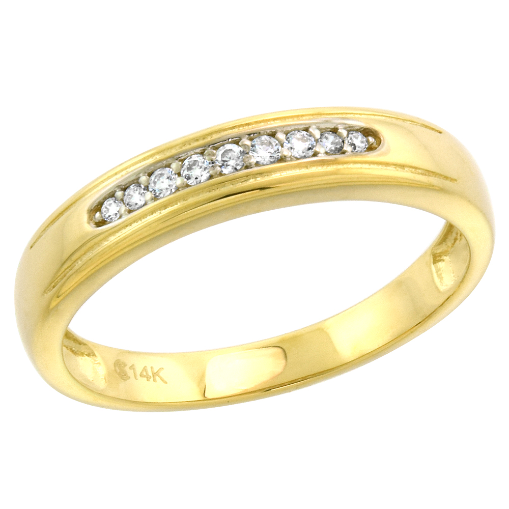 14k Yellow Gold Cubic Zirconia Wedding Band for Women 5mm Channel Set, size 5-10