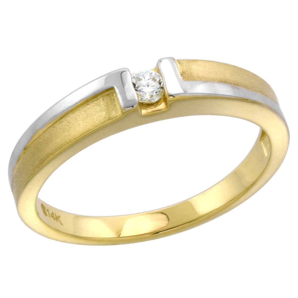 14k Yellow Gold Tension Mount Cubic Zirconia Wedding Band for Women 3mm wide, size 5-10