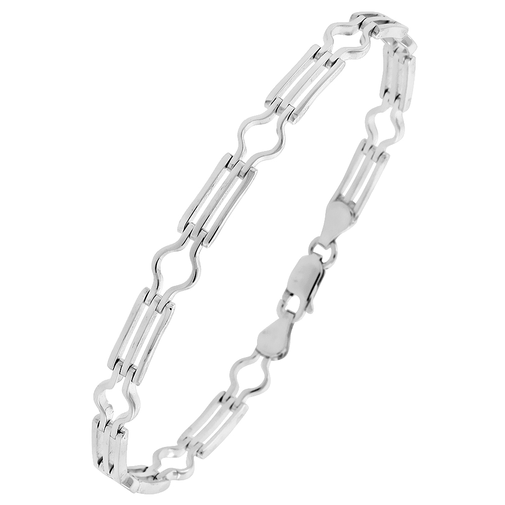 Sterling Silver Italian Binario ( BAR ) Bracelet 7" and 8"