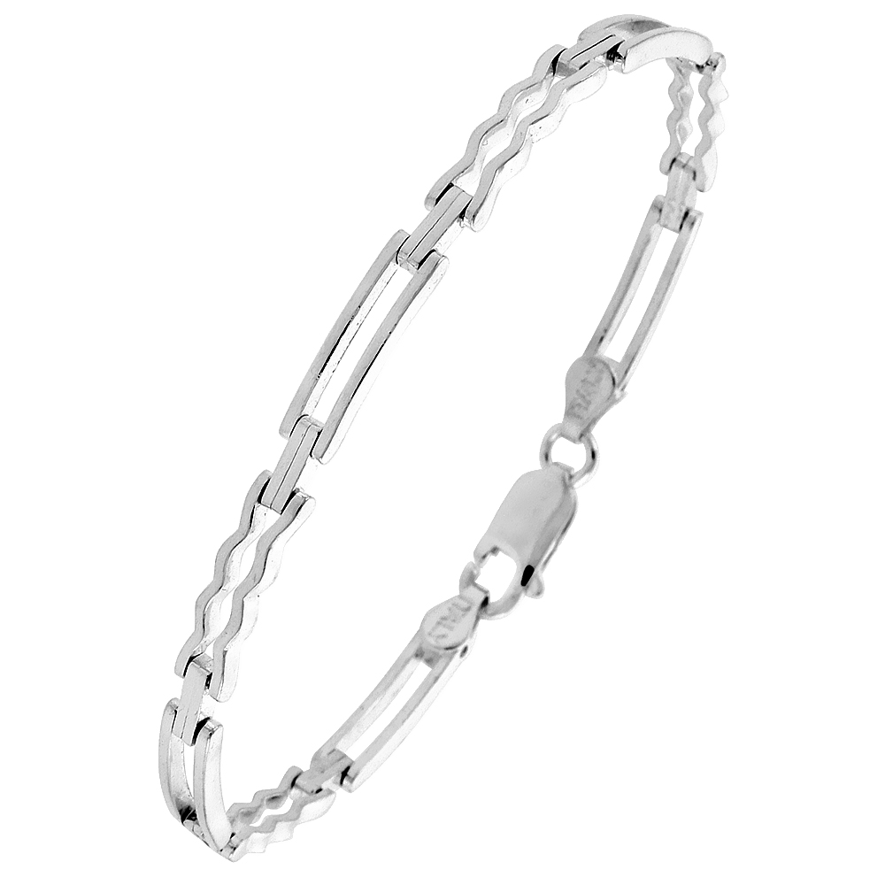 Sterling Silver Italian Binario ( BAR ) Bracelet 7" and 8"