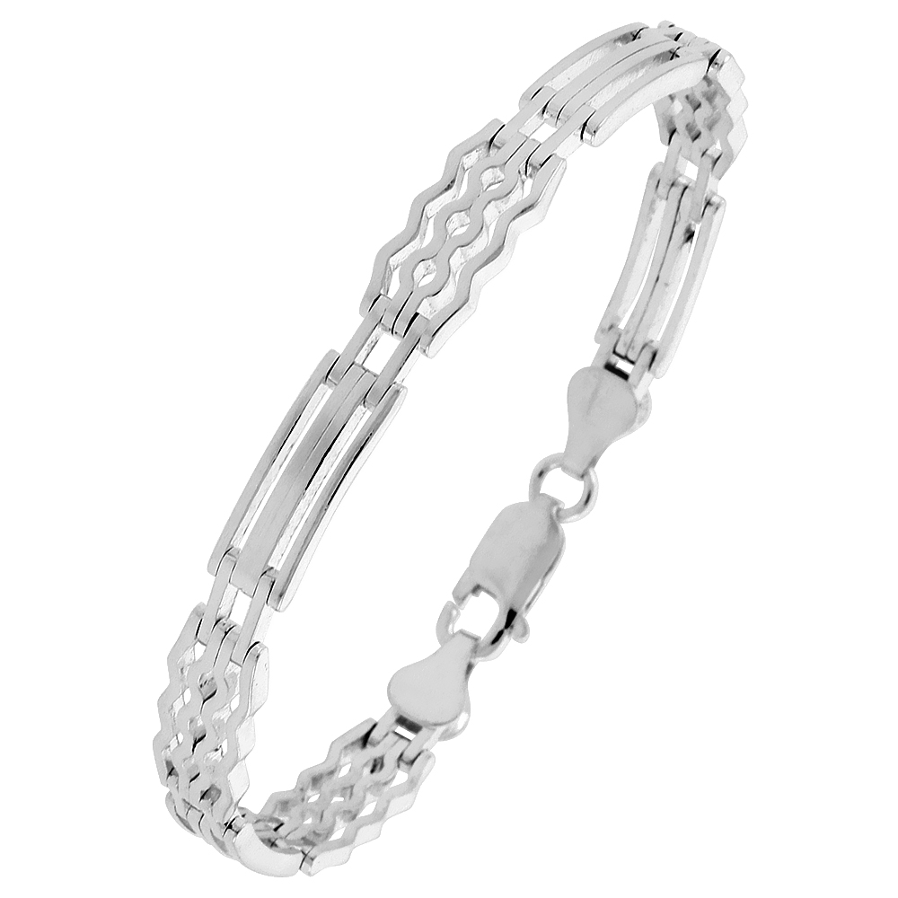 Sterling Silver Italian Binario ( BAR ) Bracelet 7" and 8"