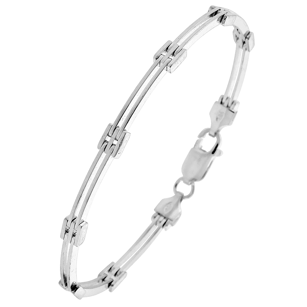 Sterling Silver Italian Binario ( BAR ) Bracelet 7" and 8"