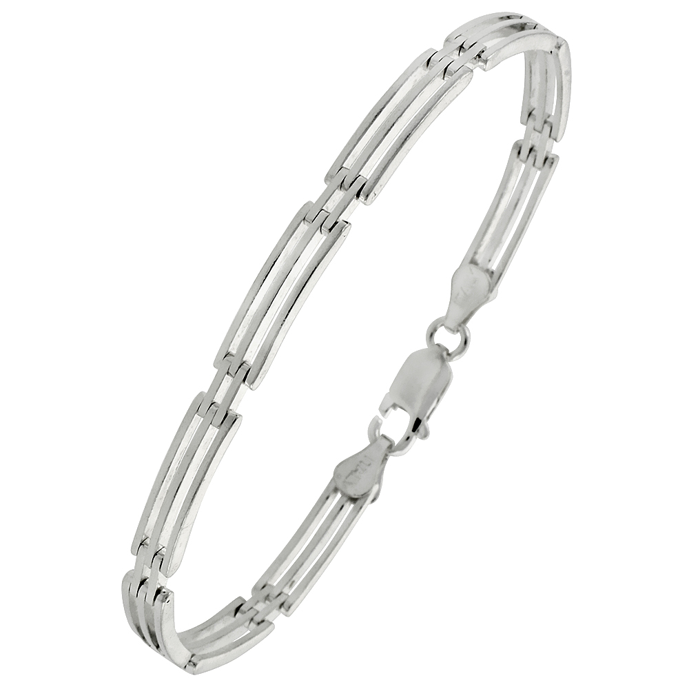 Sterling Silver Italian Binario ( BAR ) Bracelet 7" and 8"