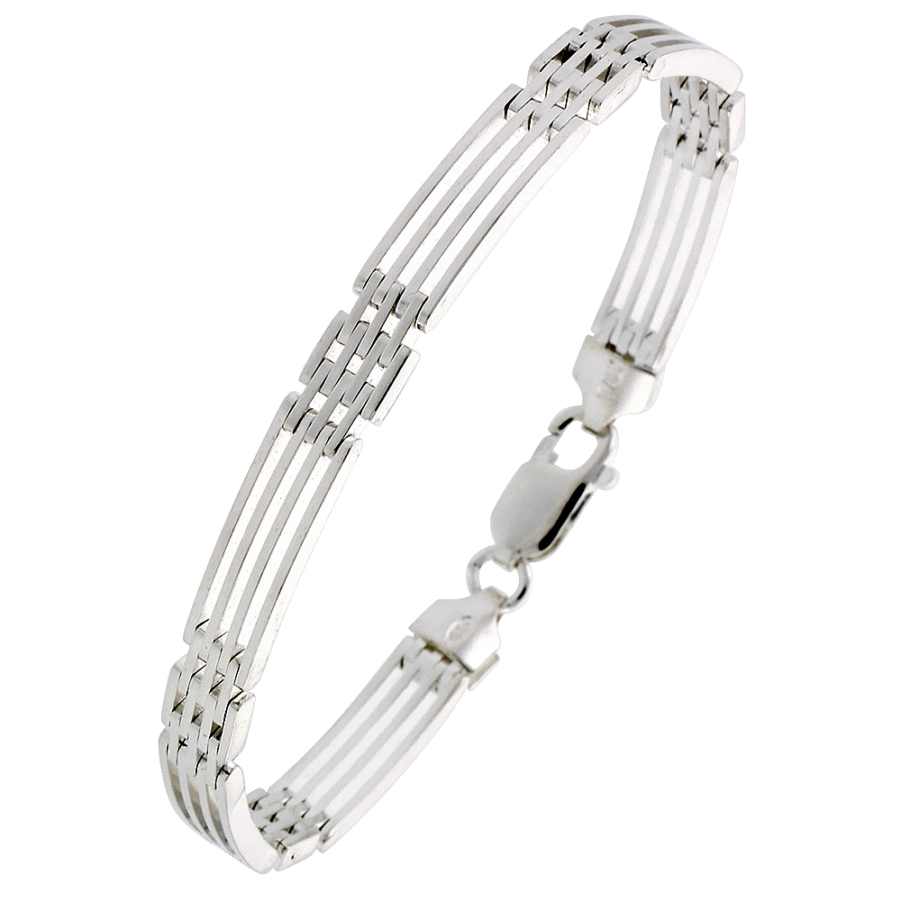 Sterling Silver Italian Binario ( BAR ) Bracelet 7" and 8"