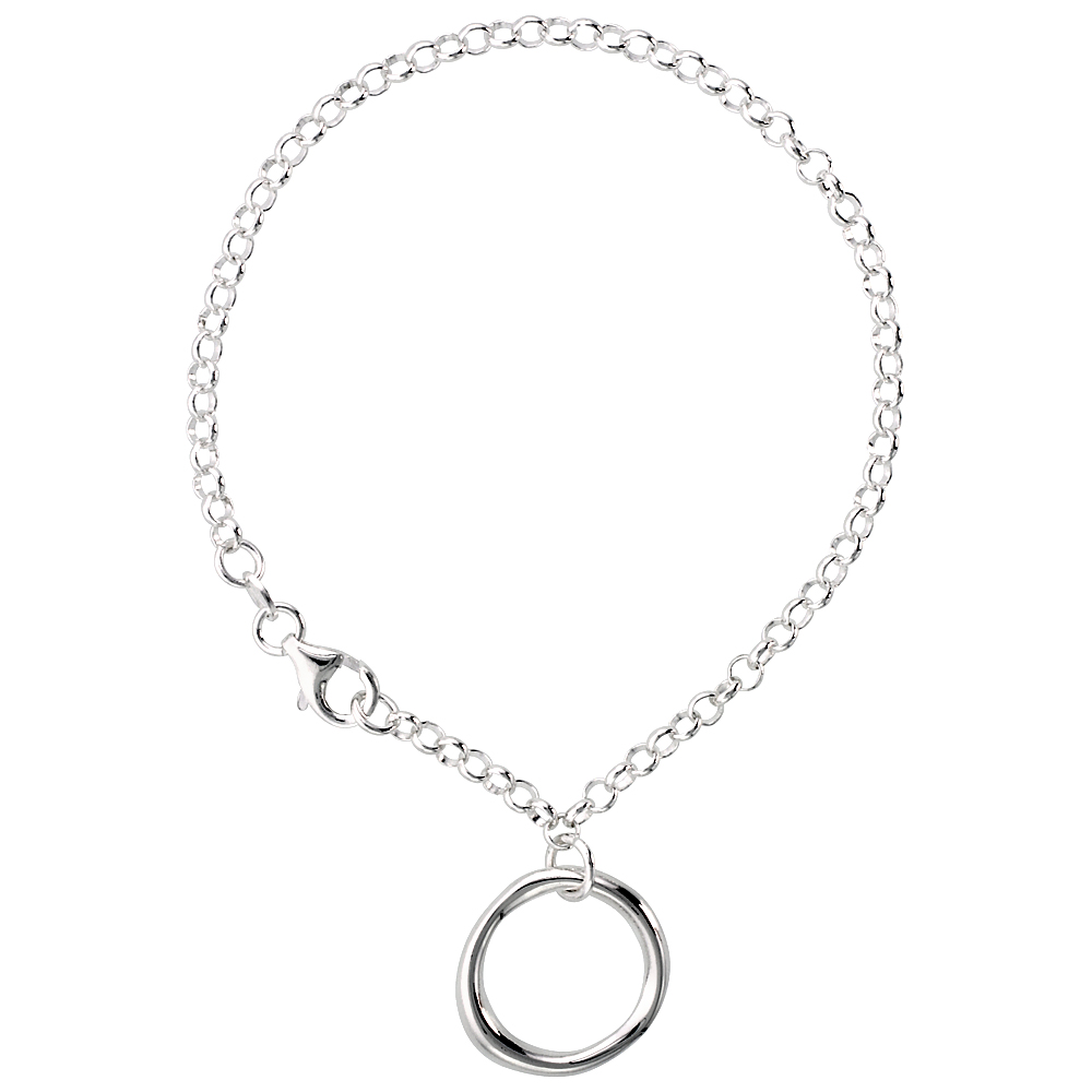 Sterling Silver Circle of Life Bracelet, 7 1/4 inch long