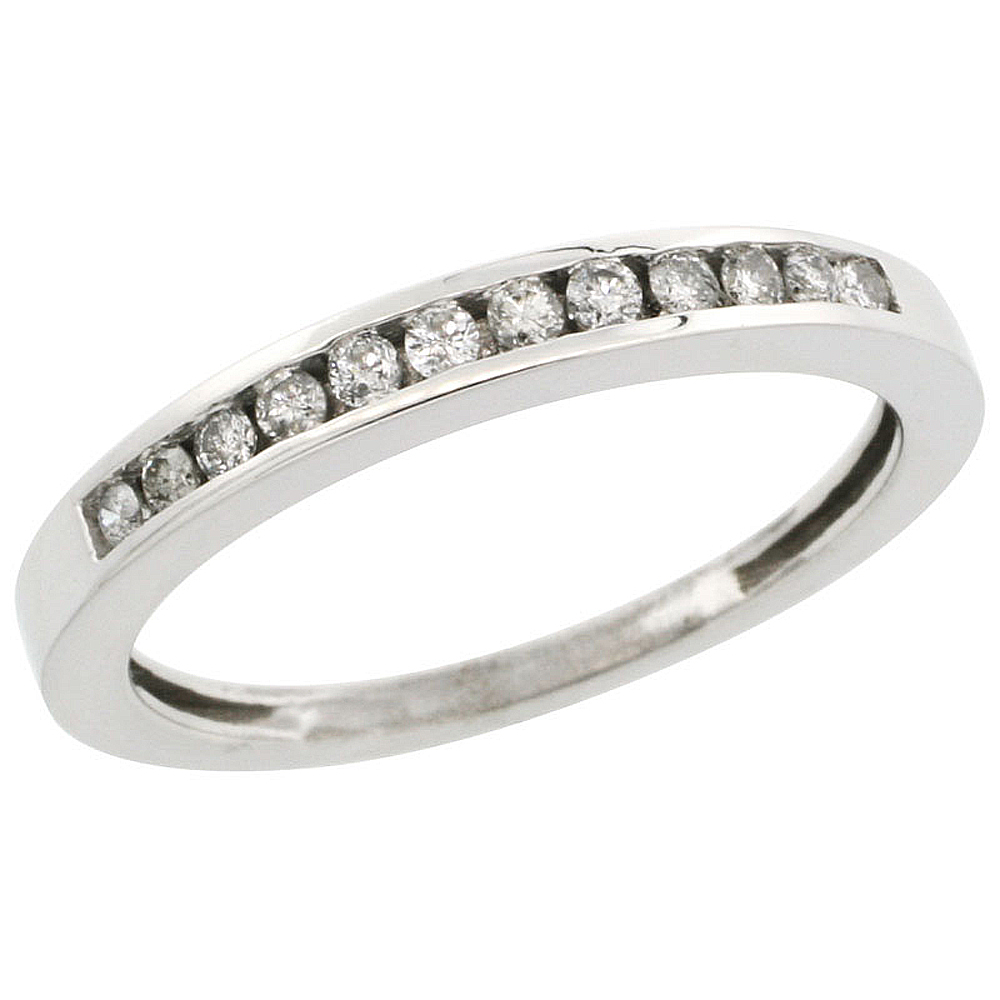 14k White Gold 3mm Classic Channel Set Diamond Ring Band w/ 0.18 Carat Brilliant Cut Diamonds