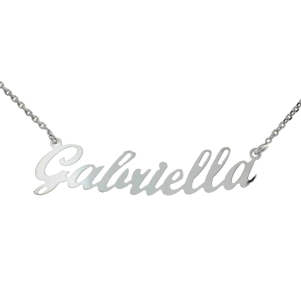 Sterling Silver Name Necklace Gabriella Name Pendant, 16 In. Cable Chain Necklace
