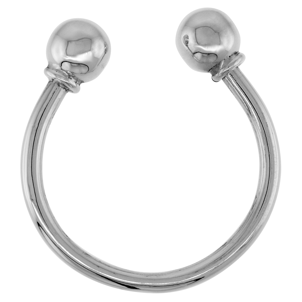 32-45mm Sterling Silver Keychain Horseshoe Type Key Ring for Men and Women 4 Available Sizes