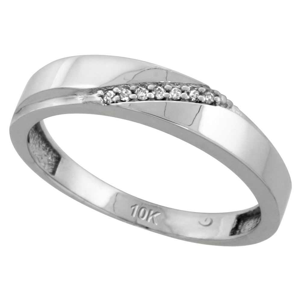 Sterling Silver Men's Diamond Band, w/ 0.04 Carat Brilliant Cut Diamonds, 3/16 in. (4.5mm) wide