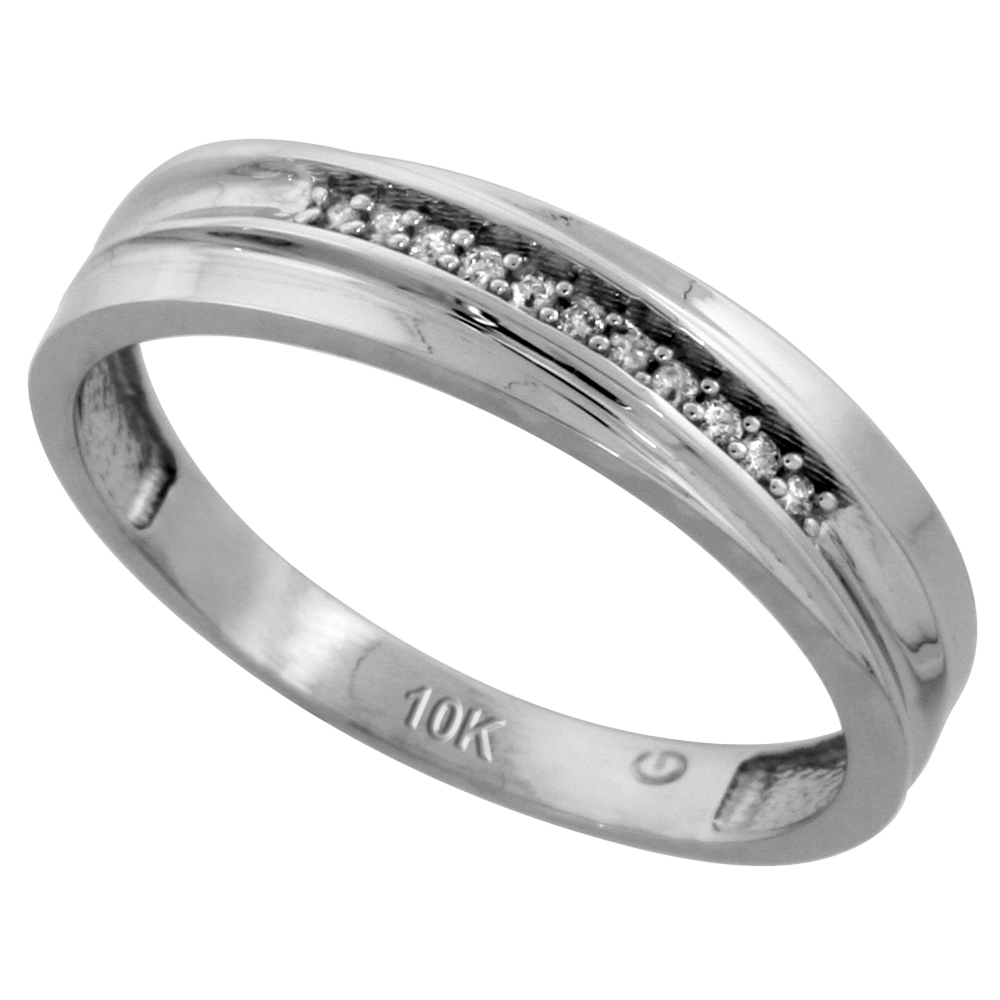 Sterling Silver Men's Diamond Band, w/ 0.04 Carat Brilliant Cut Diamonds, 3/16 in. (5mm) wide