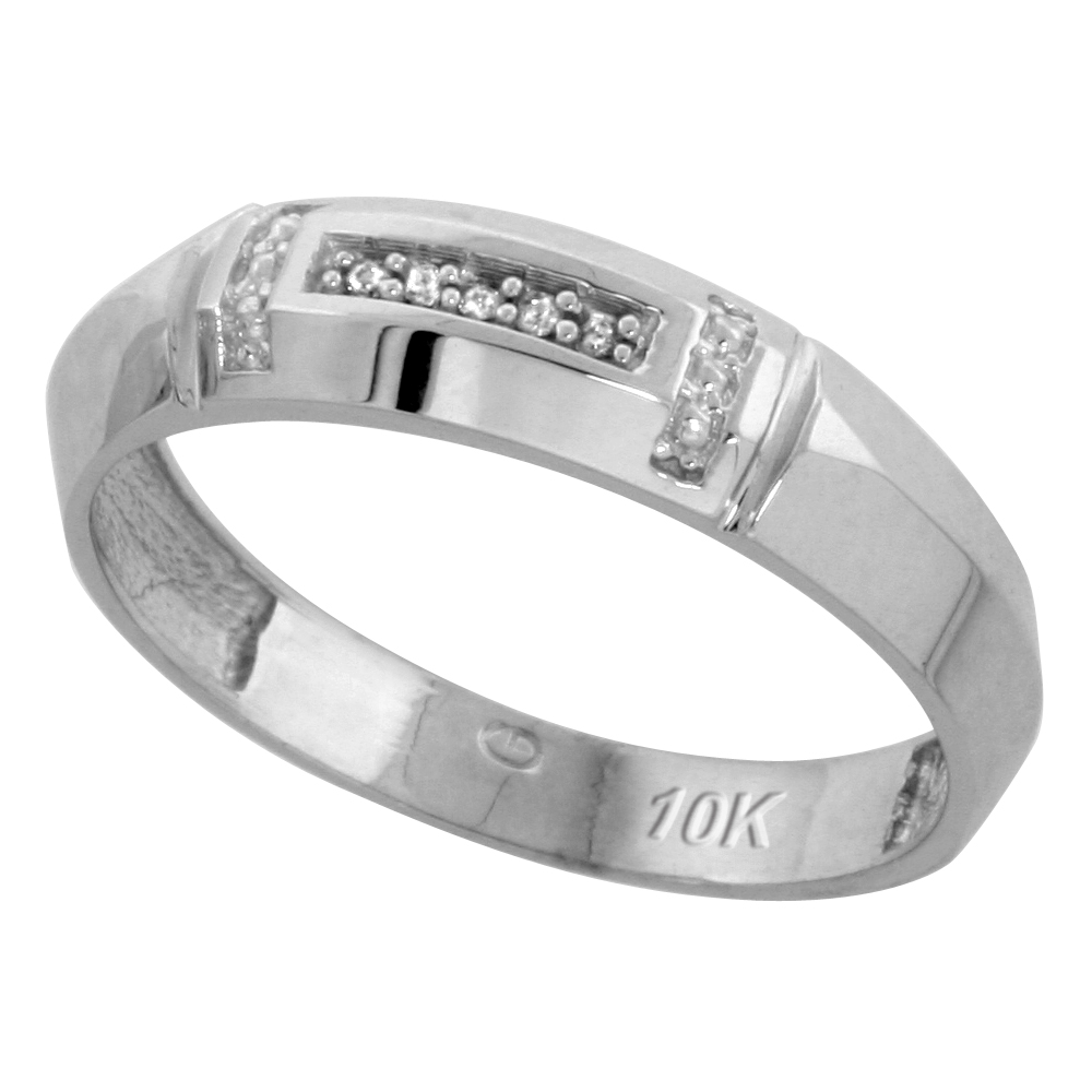 Sterling Silver Men's Diamond Band, w/ 0.03 Carat Brilliant Cut Diamonds, 7/32 in. (5.5mm) wide