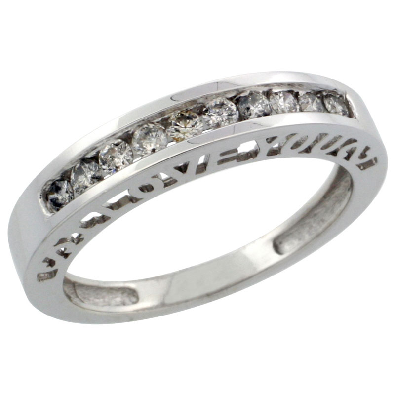 10k White Gold Ladies' Diamond Ring Band w/ 0.28 Carat Brilliant Cut Diamonds, 5/32 in. (4mm) wide