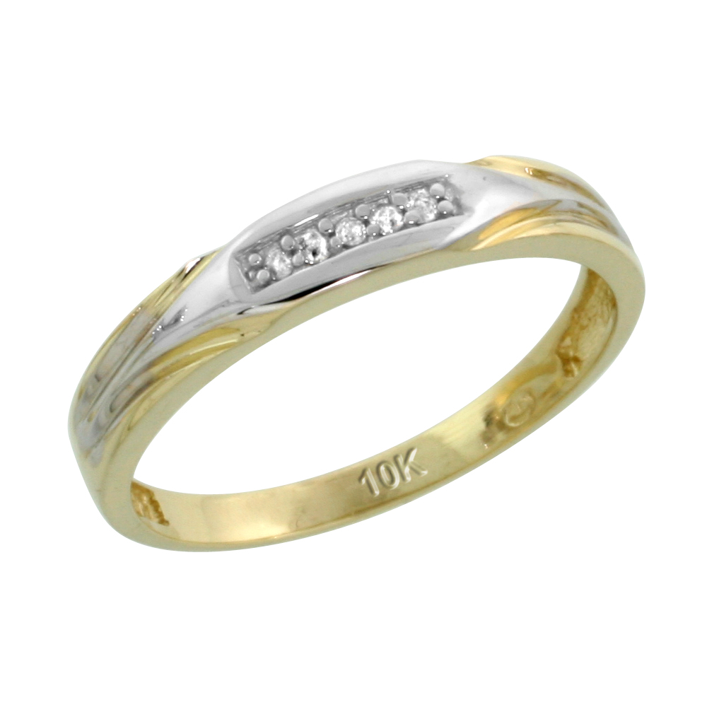 10k Yellow Gold Ladies' Diamond Wedding Band, 1/8 inch wide