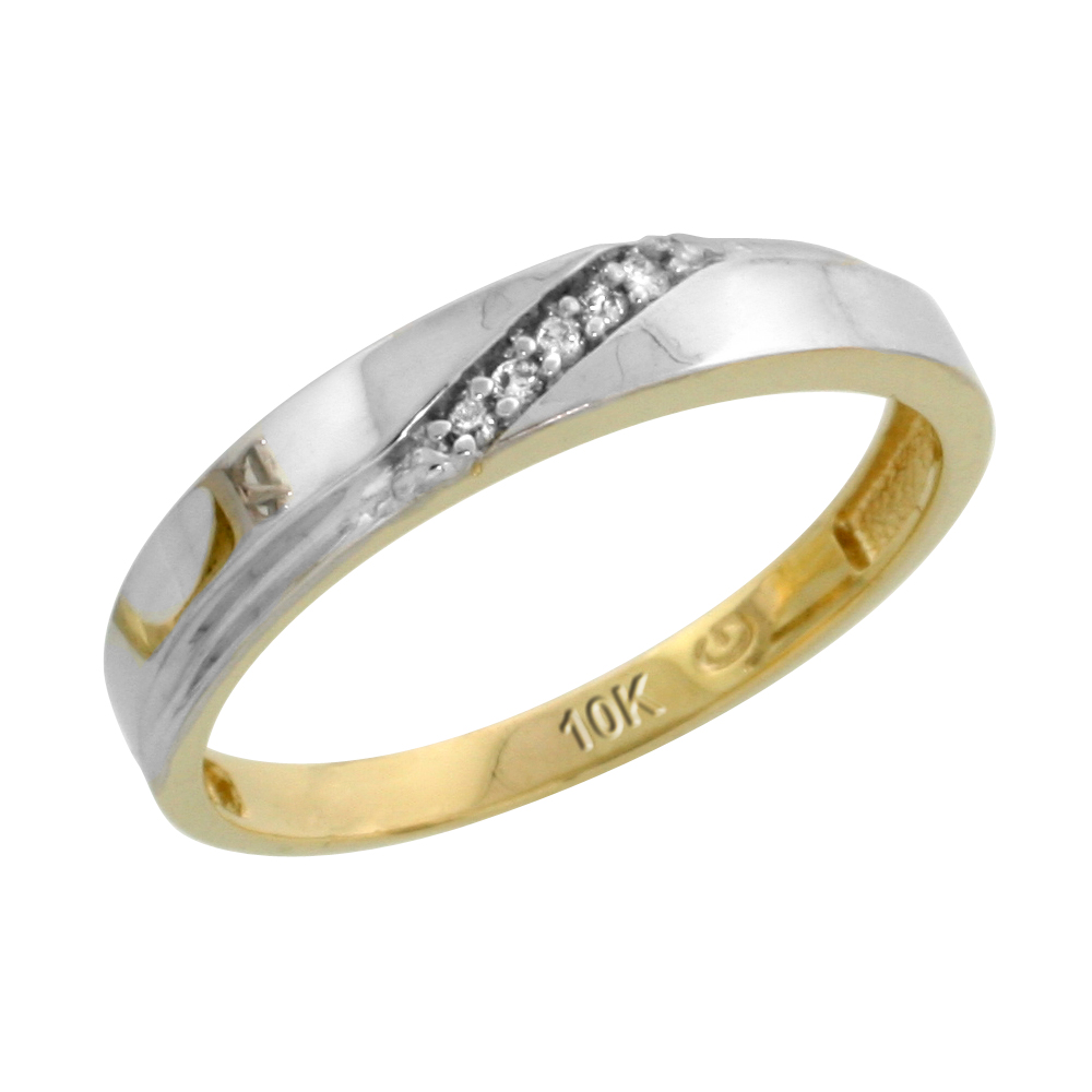 10k Yellow Gold Ladies' Diamond Wedding Band, 1/8 inch wide