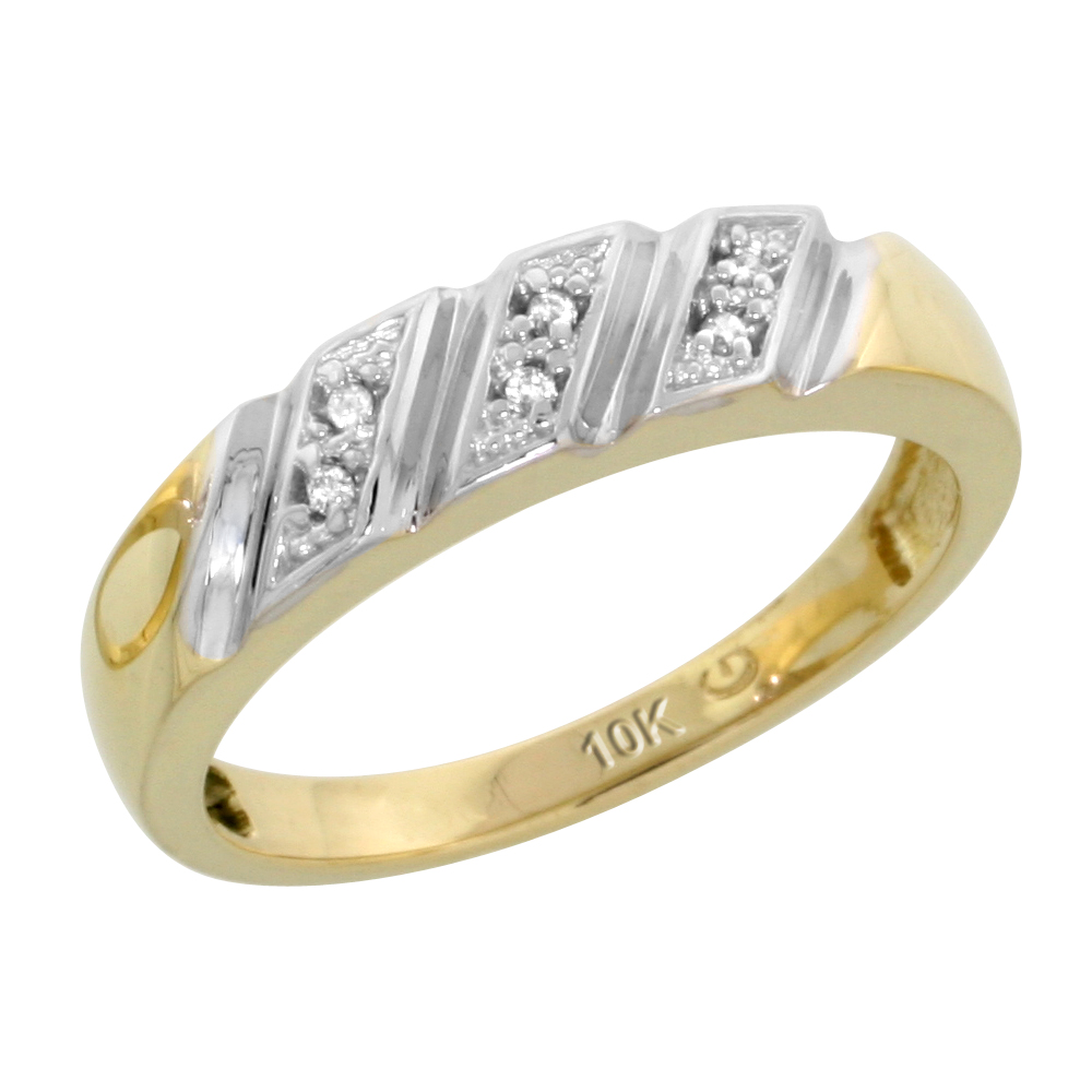 10k Yellow Gold Ladies' Diamond Wedding Band, 3/16 inch wide
