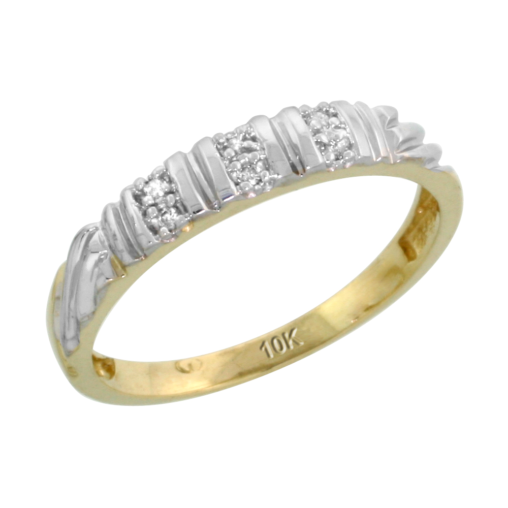 10k Yellow Gold Ladies' Diamond Wedding Band, 1/8 inch wide